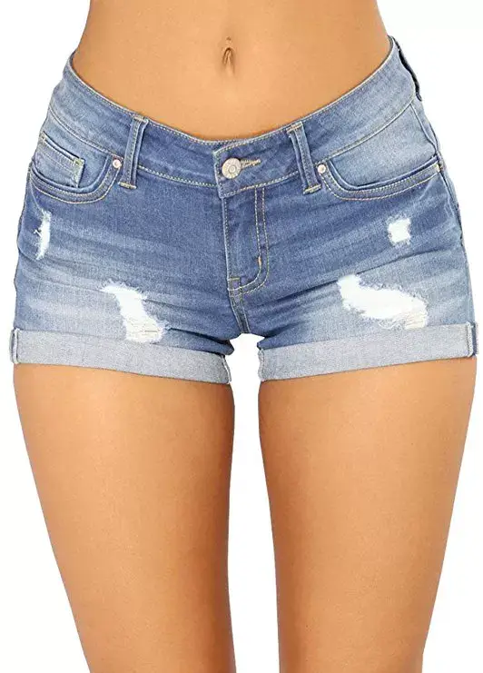 Women Denim Shorts Flanged Hot Summer Wear — feature 5