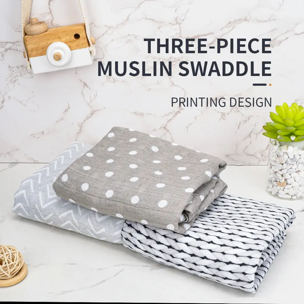 Baby Gauze Wrap Blanket 120x110 Swaddle Set - Image 38