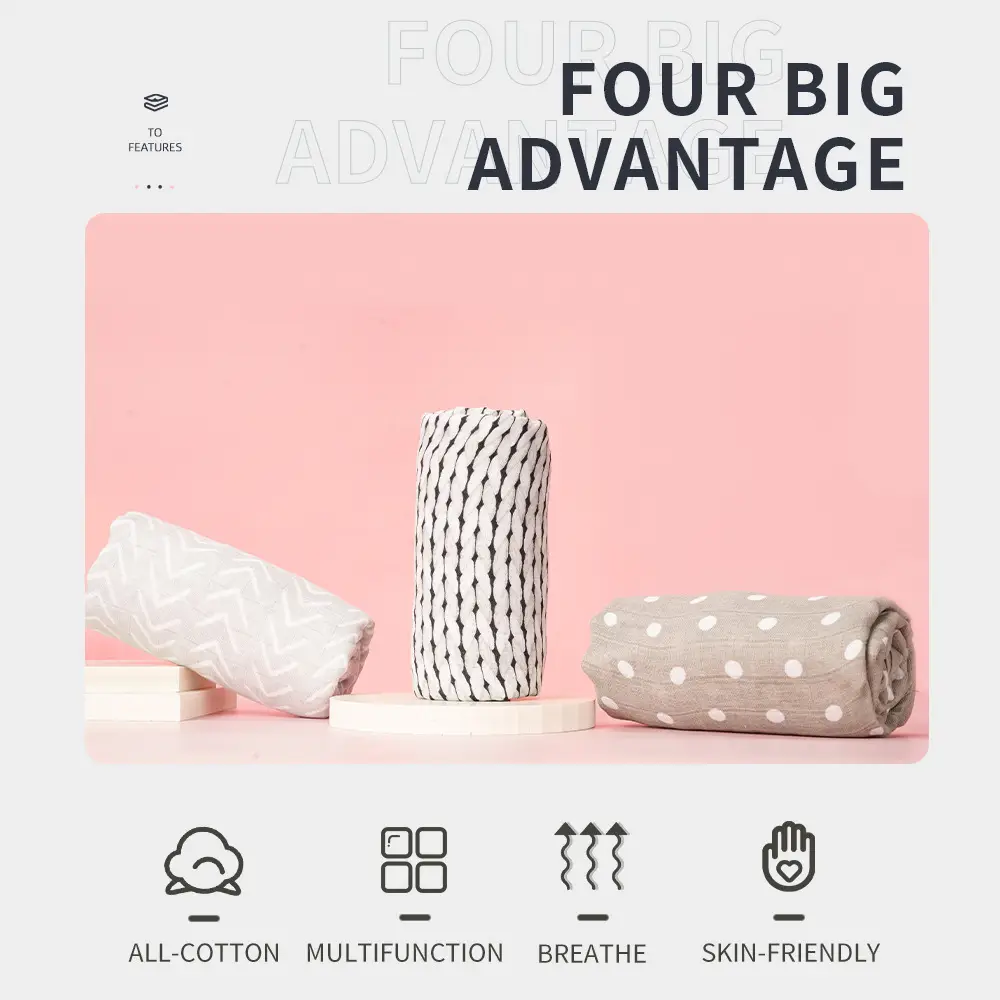 Baby Gauze Wrap Blanket 120x110 Swaddle Set - Image 39
