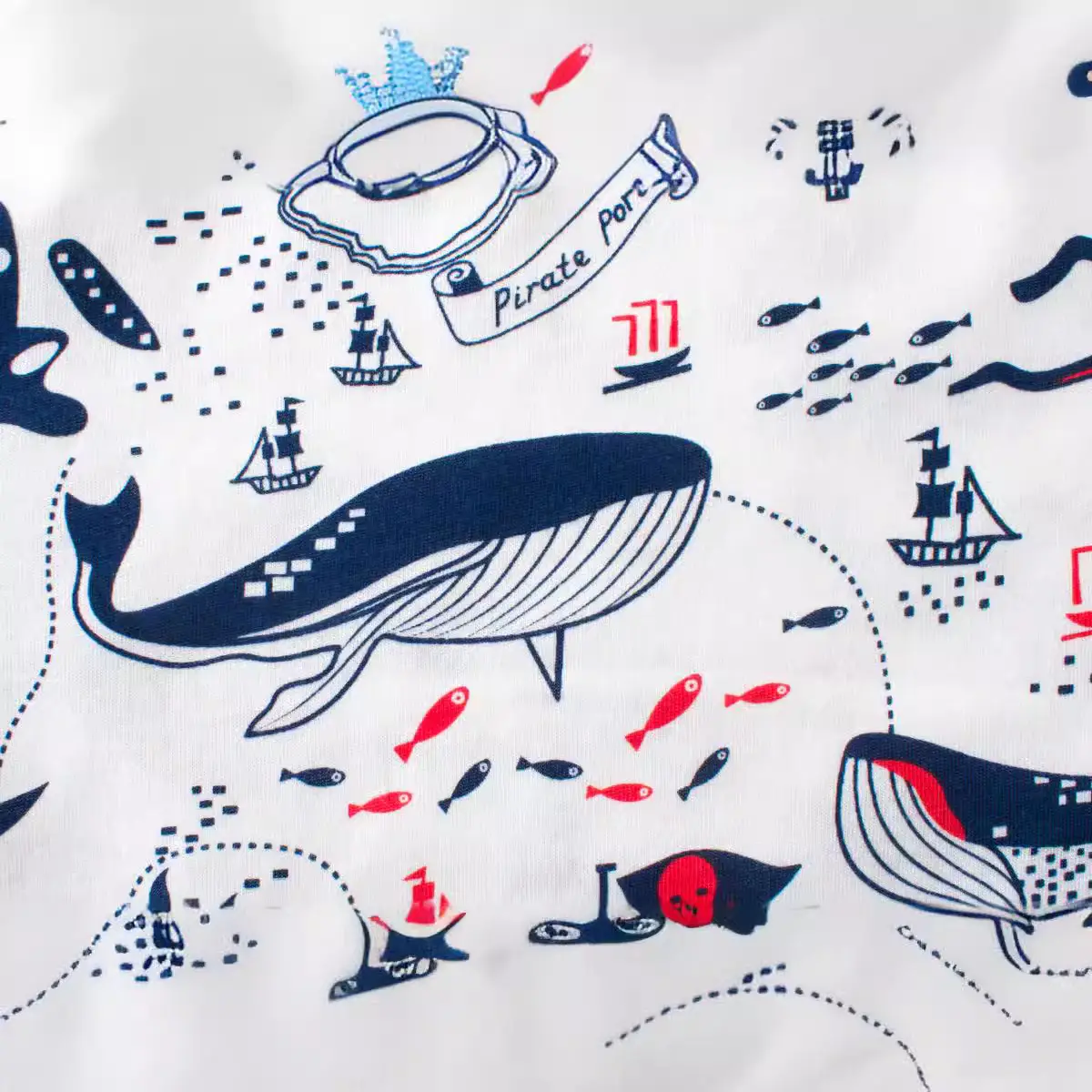 Kids Cotton Graphic T-Shirt Navy White Long Sleeve - Image 4