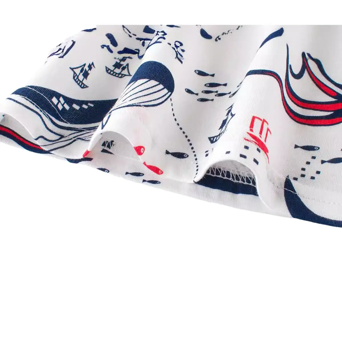 Kids Cotton Graphic T-Shirt Navy White Long Sleeve - Image 5