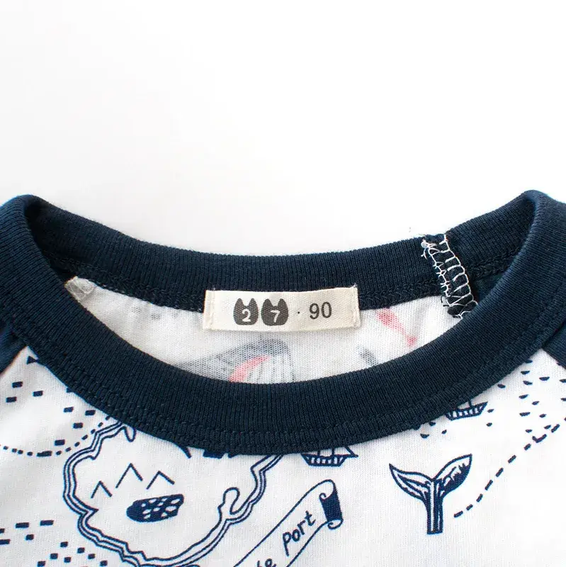 Kids Crew Neck T-Shirt White Blue Korean Style - Image 2