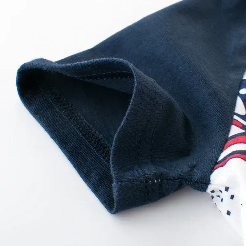 Kids Crew Neck T-Shirt White Blue Korean Style - Image 3