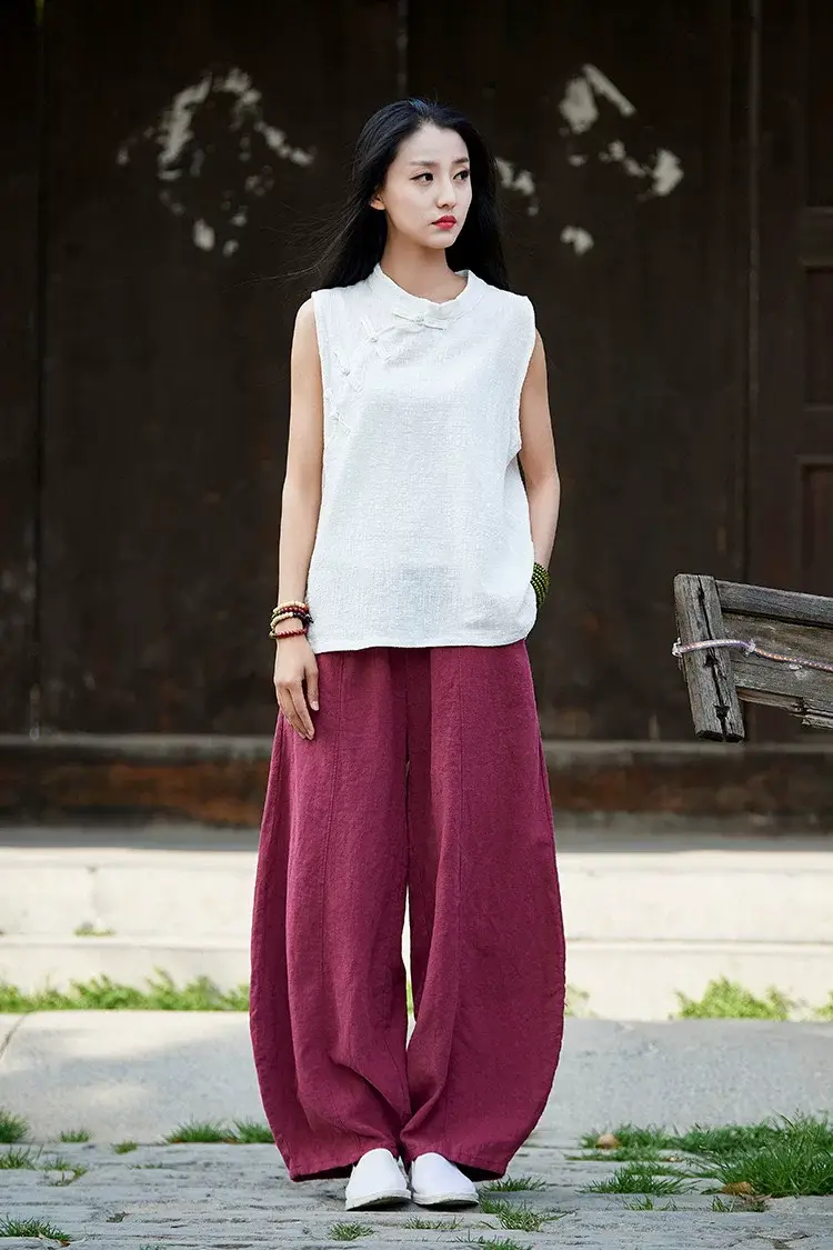 Japanese 2024 Cotton Linen Loose Trousers Zen Women — feature 15