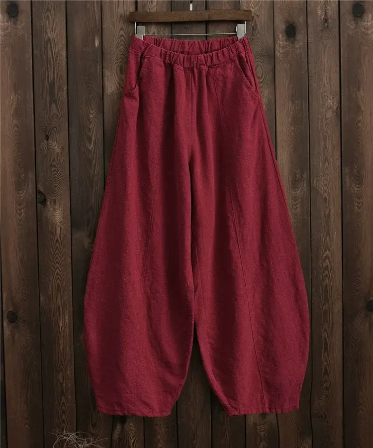 Japanese 2024 Cotton Linen Loose Trousers Zen Women — feature 3