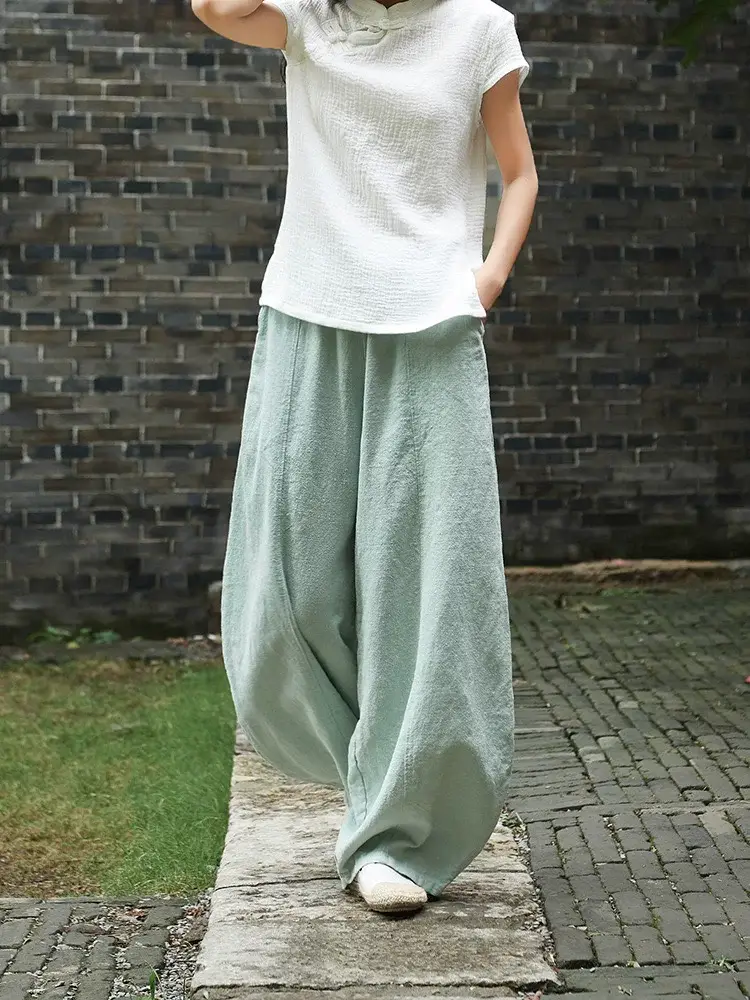 Japanese 2024 Cotton Linen Loose Trousers Zen Women — feature 35