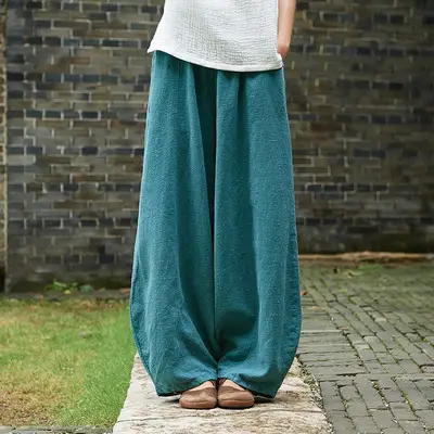Japanese 2024 Cotton Linen Loose Trousers Zen Women