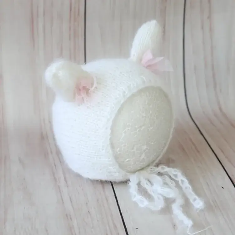 White Bunny Crochet Hat for Baby Photography Props - Image 3