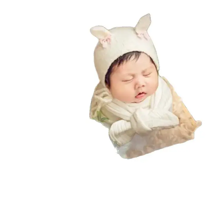 White Bunny Crochet Hat for Baby Photography Props - Image 6
