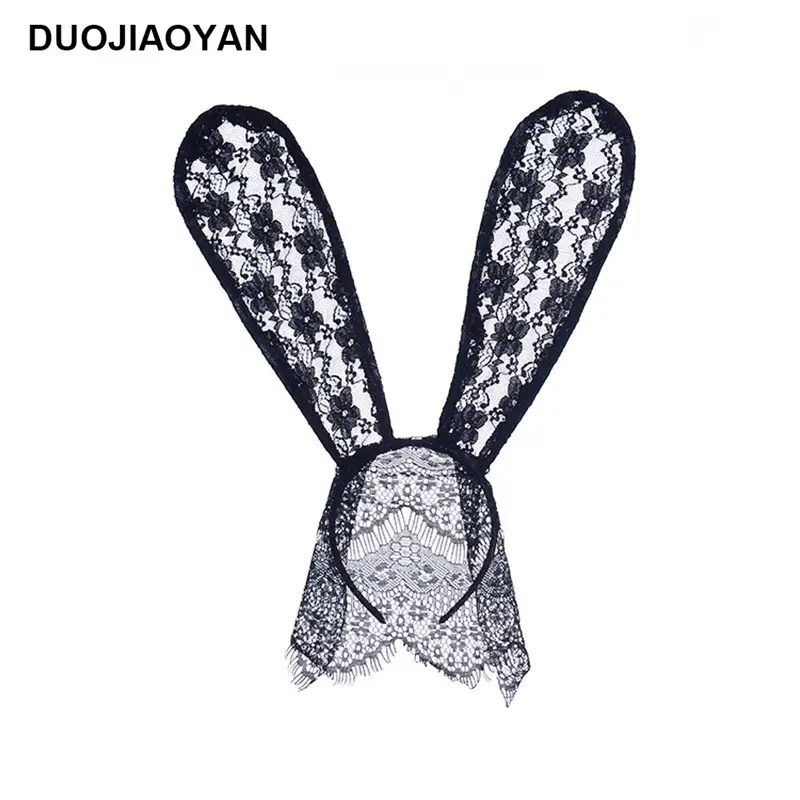 Black Lace Rabbit Ears Headband for Girls Party Dance - Image 84