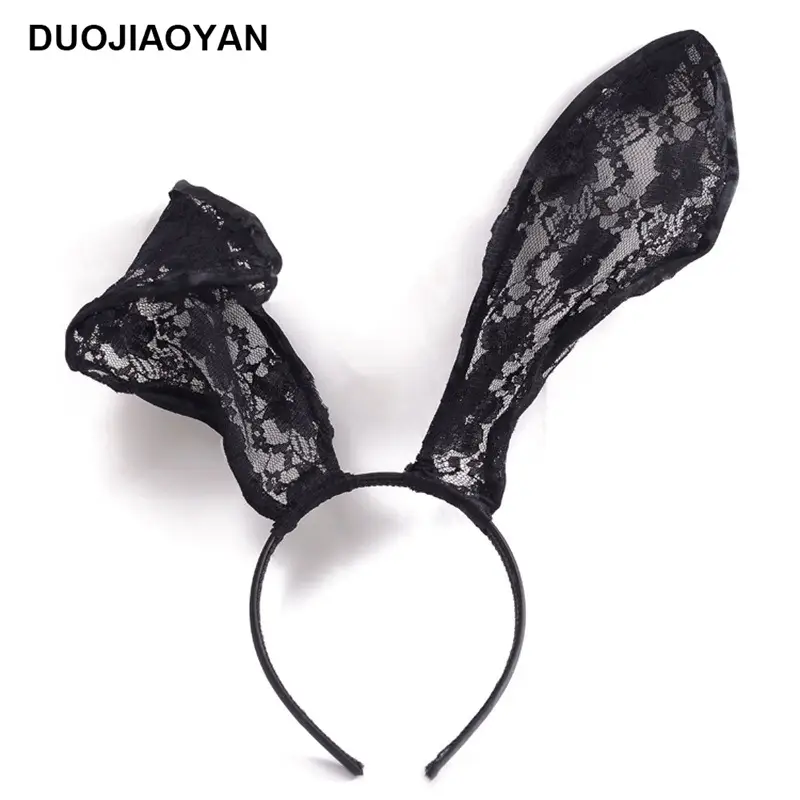 Black Lace Rabbit Ears Headband for Girls Party Dance - Image 20