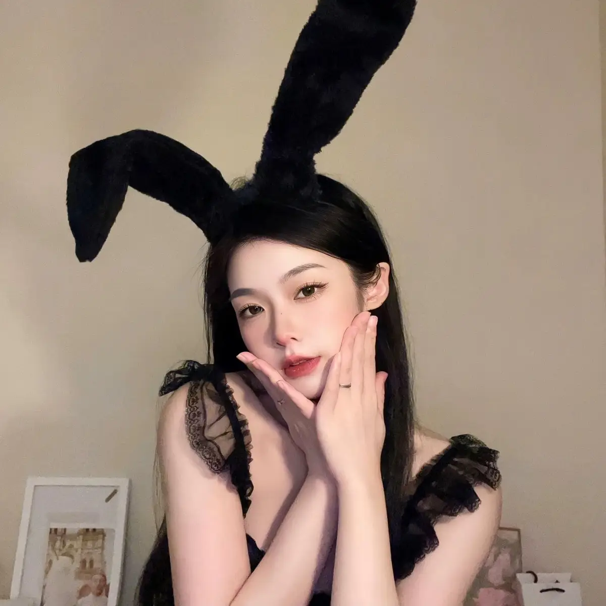 Black Lace Rabbit Ears Headband for Girls Party Dance - Image 32