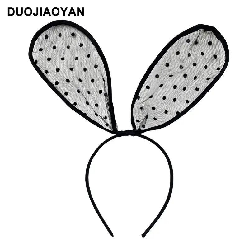 Black Lace Rabbit Ears Headband for Girls Party Dance - Image 34