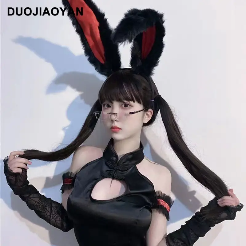 Black Lace Rabbit Ears Headband for Girls Party Dance - Image 48