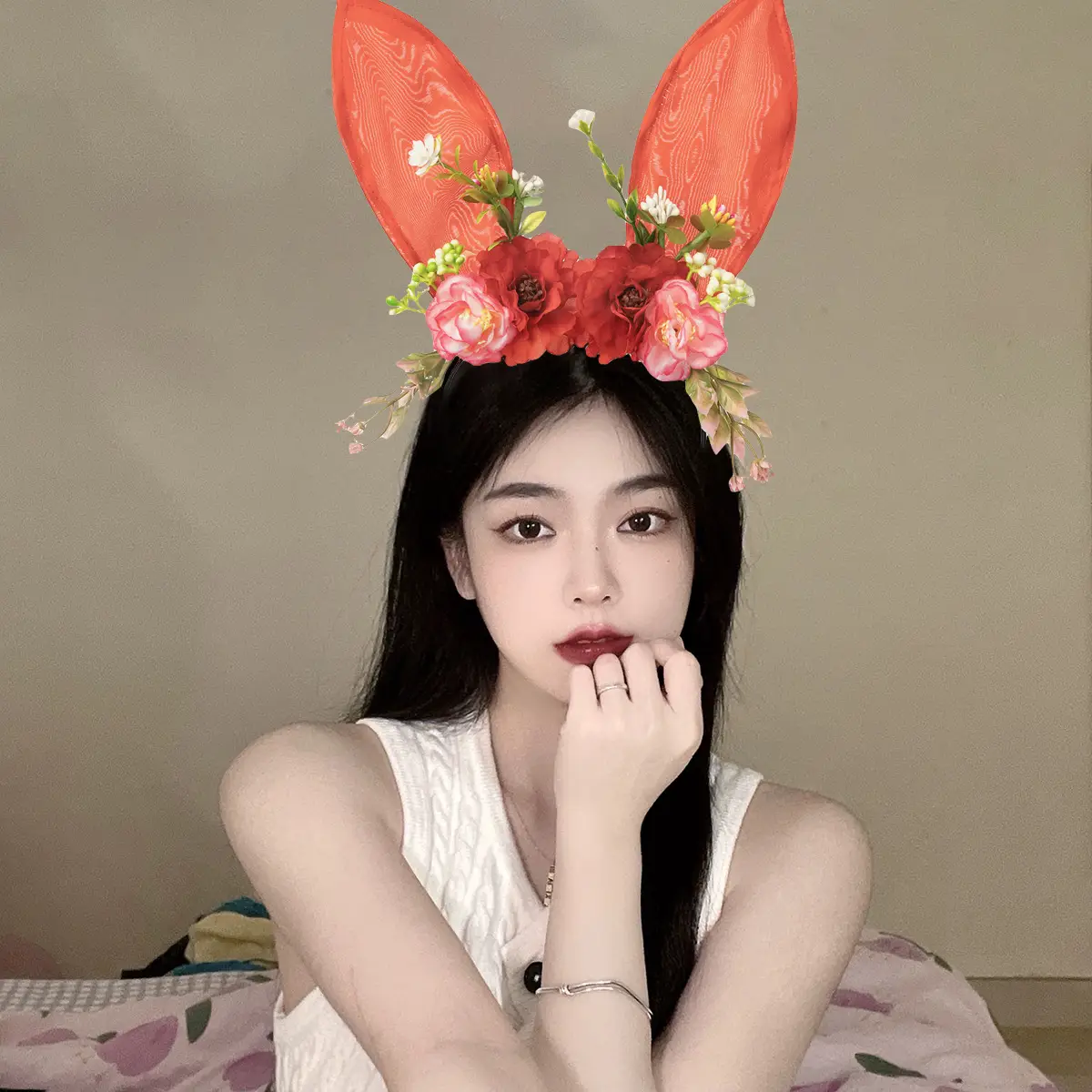 Black Lace Rabbit Ears Headband for Girls Party Dance - Image 54