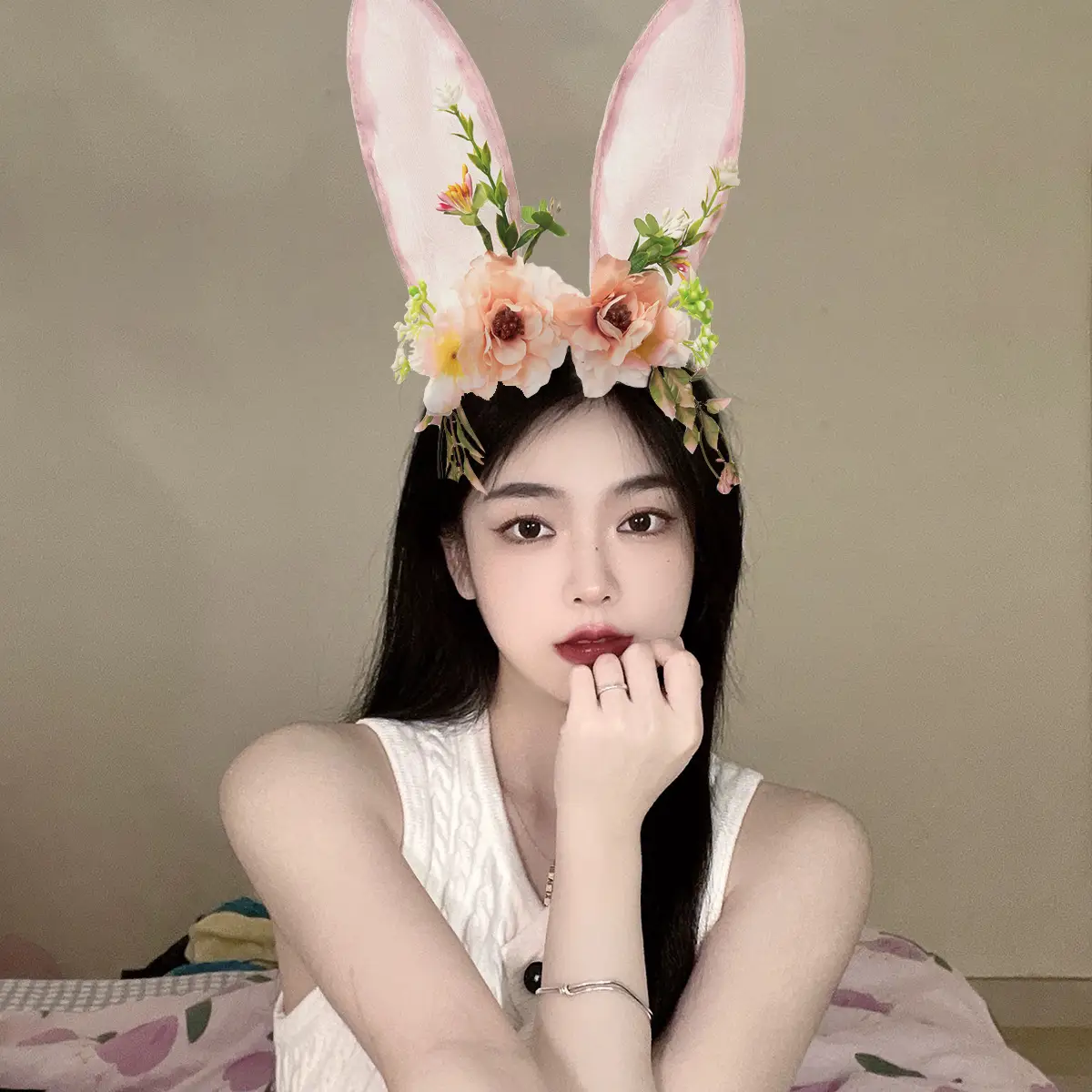 Black Lace Rabbit Ears Headband for Girls Party Dance - Image 56