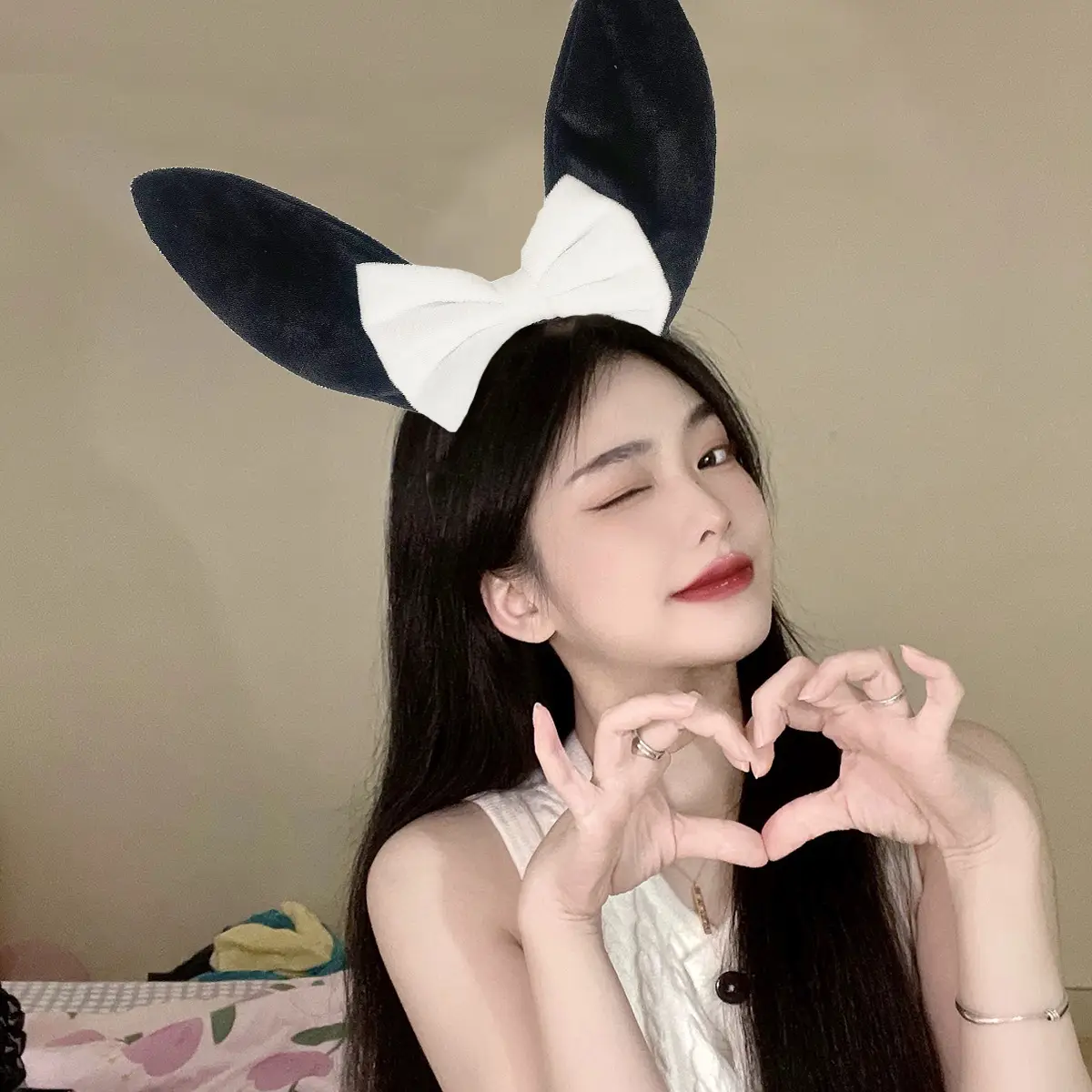 Black Lace Rabbit Ears Headband for Girls Party Dance - Image 59