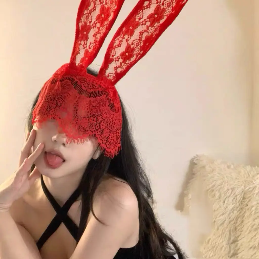 Black Lace Rabbit Ears Headband for Girls Party Dance - Image 6