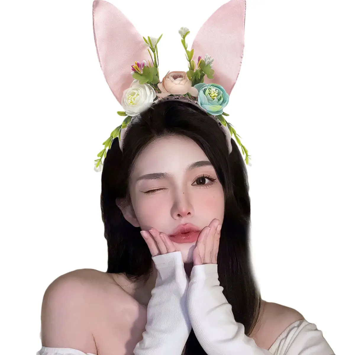 Black Lace Rabbit Ears Headband for Girls Party Dance - Image 64
