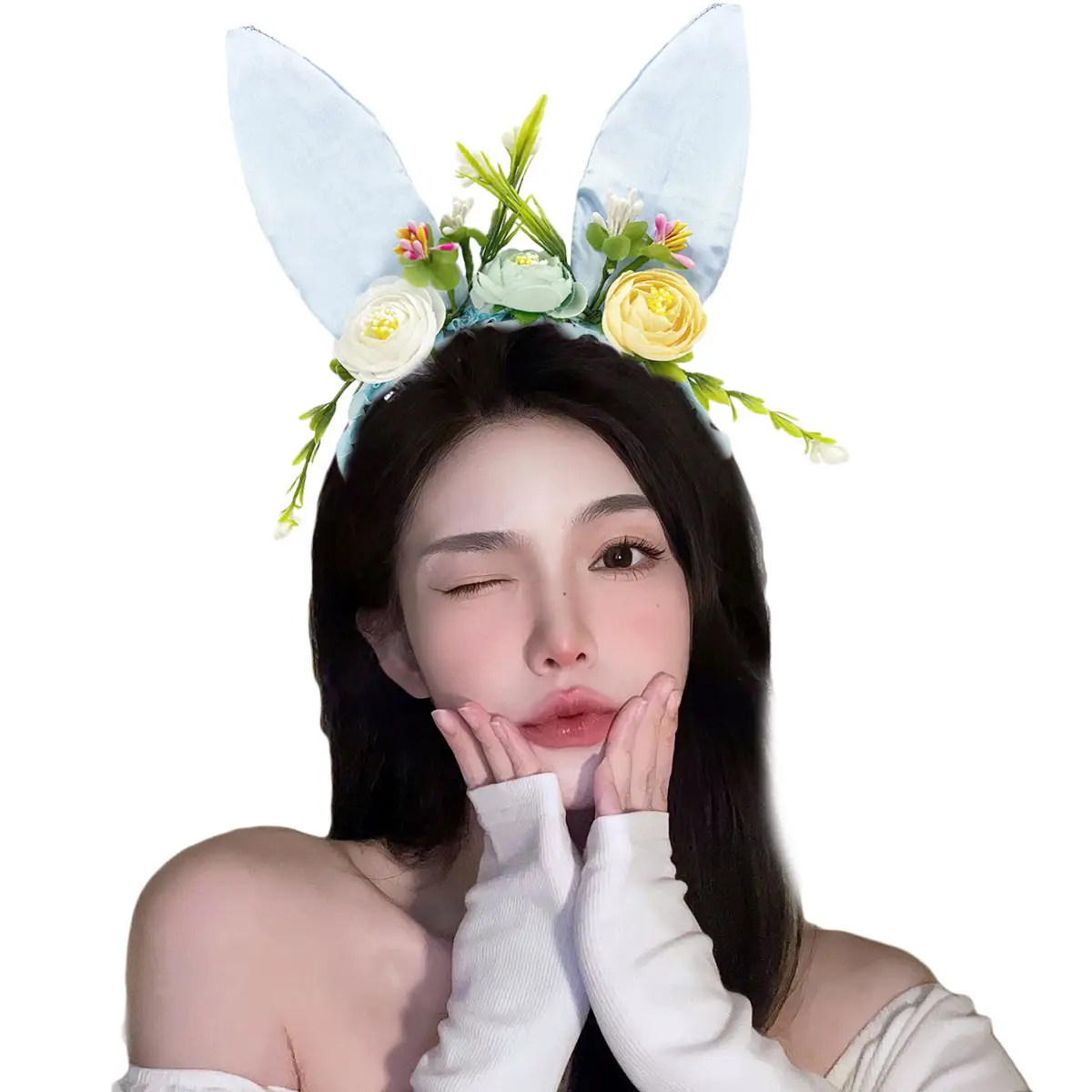 Black Lace Rabbit Ears Headband for Girls Party Dance - Image 66