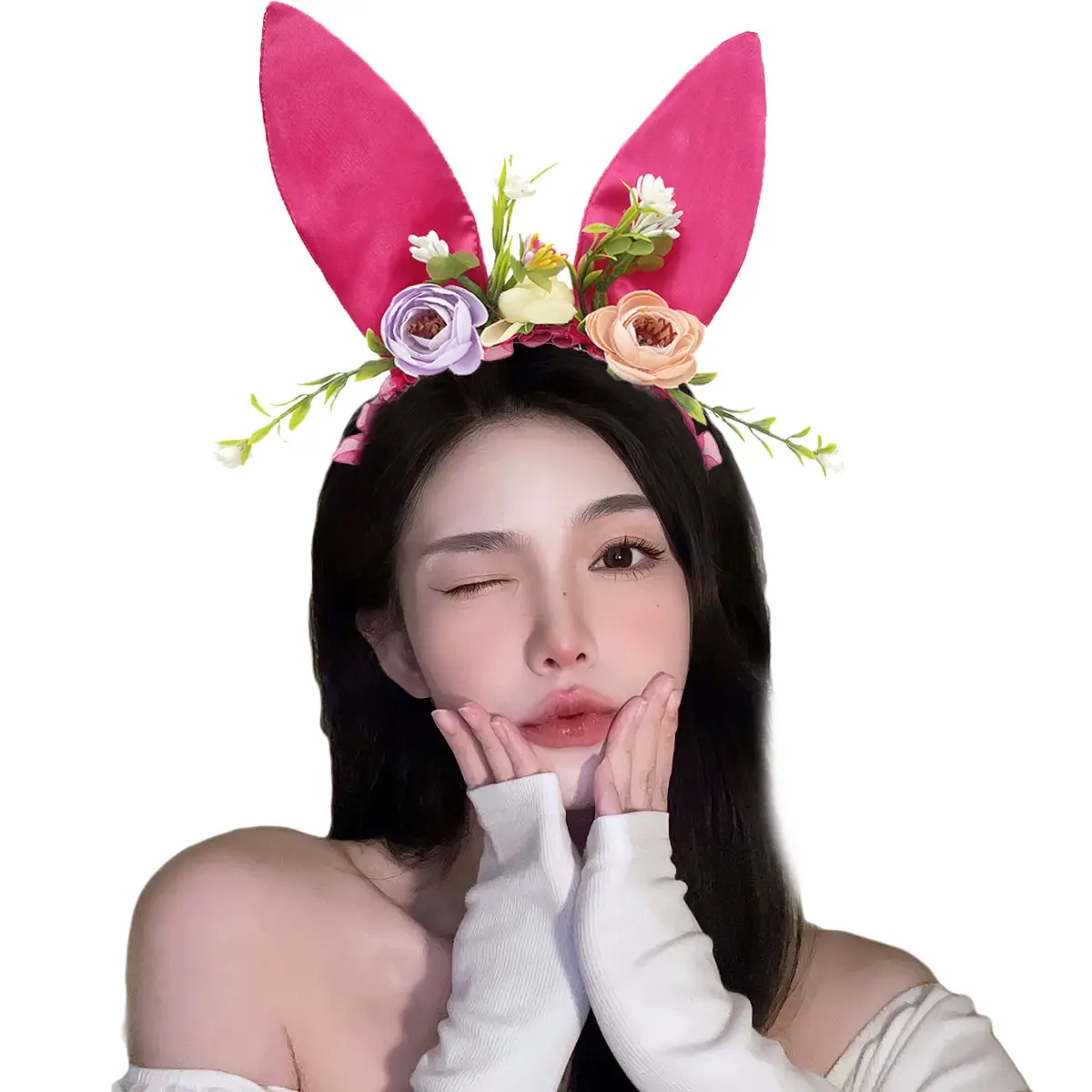 Black Lace Rabbit Ears Headband for Girls Party Dance - Image 67