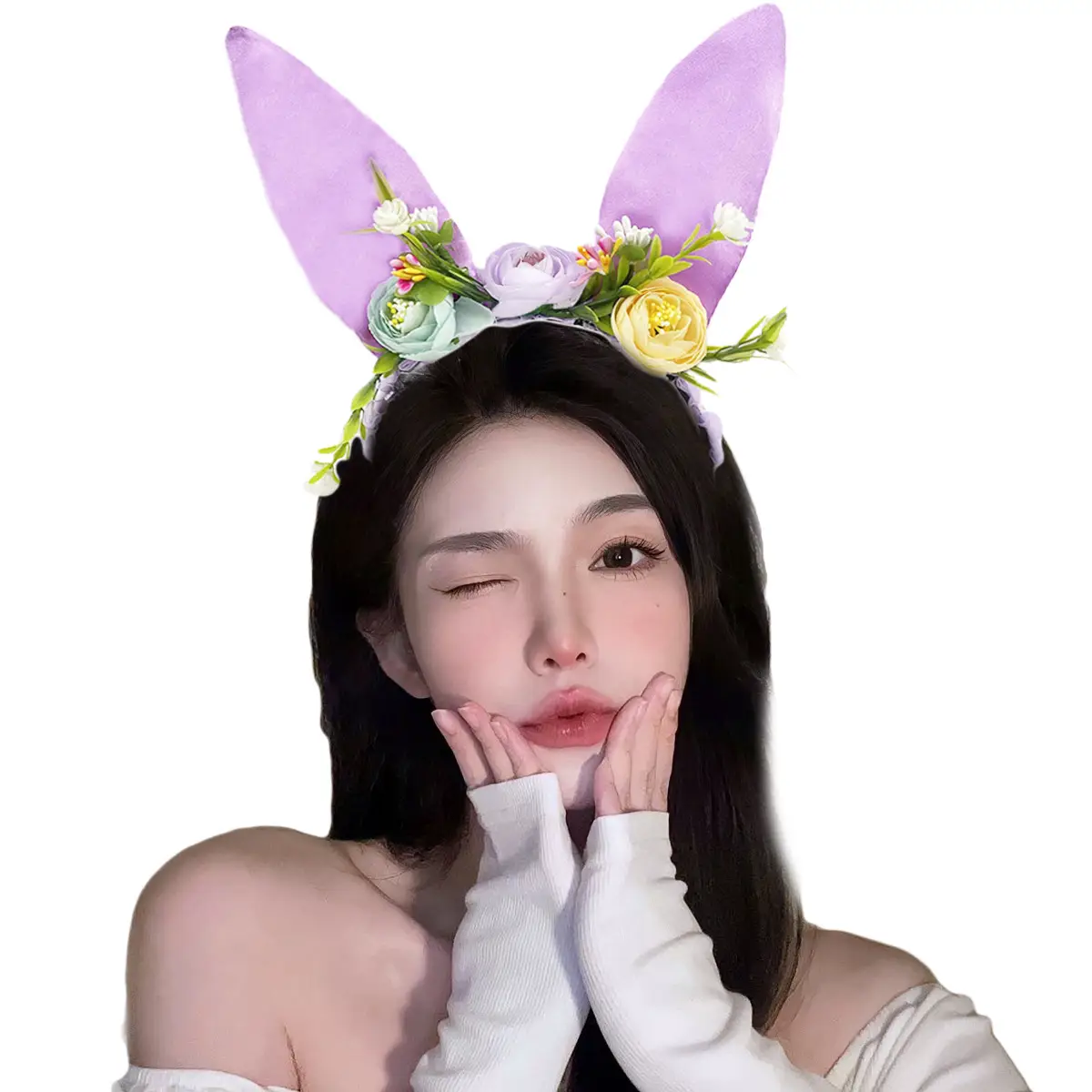 Black Lace Rabbit Ears Headband for Girls Party Dance - Image 68