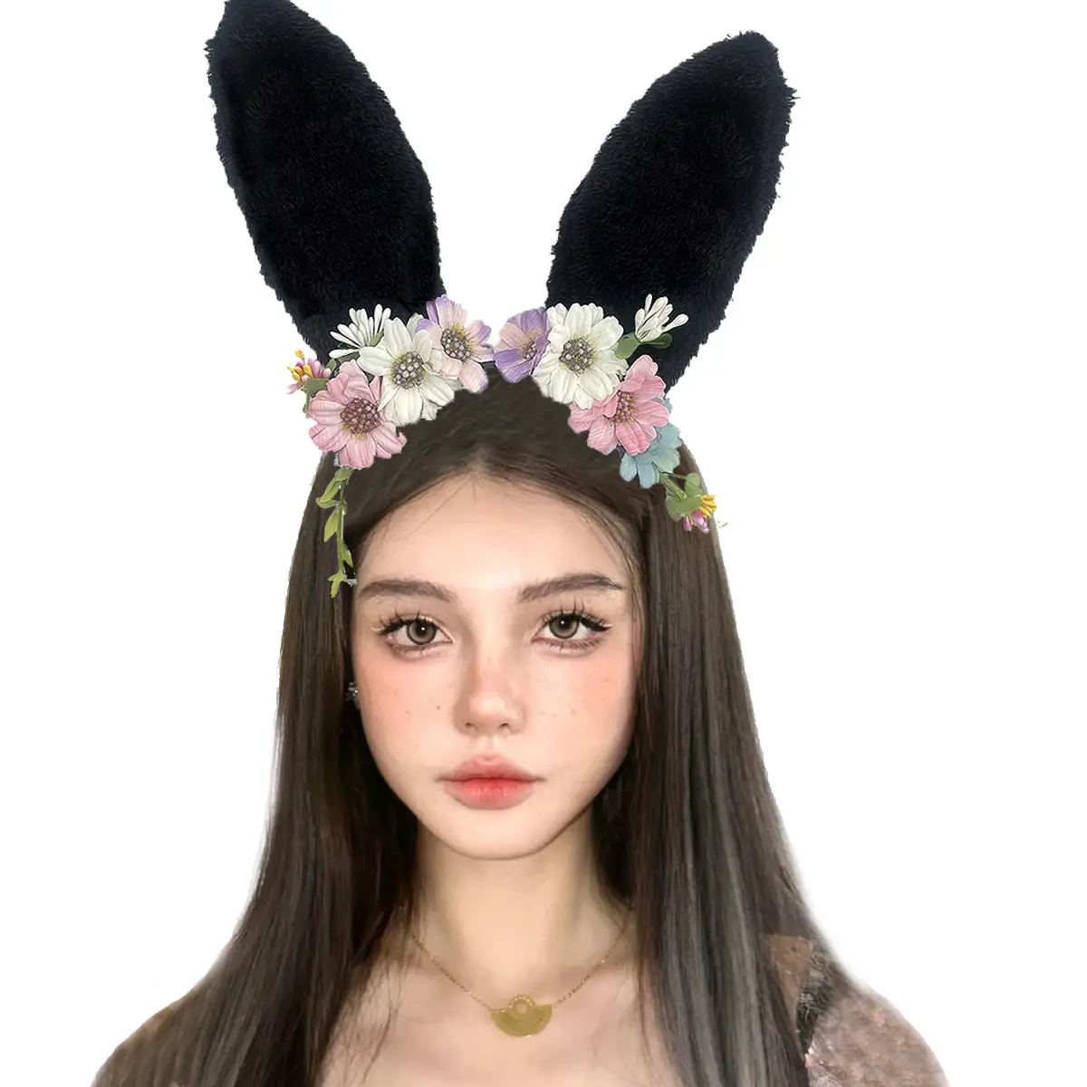 Black Lace Rabbit Ears Headband for Girls Party Dance - Image 71