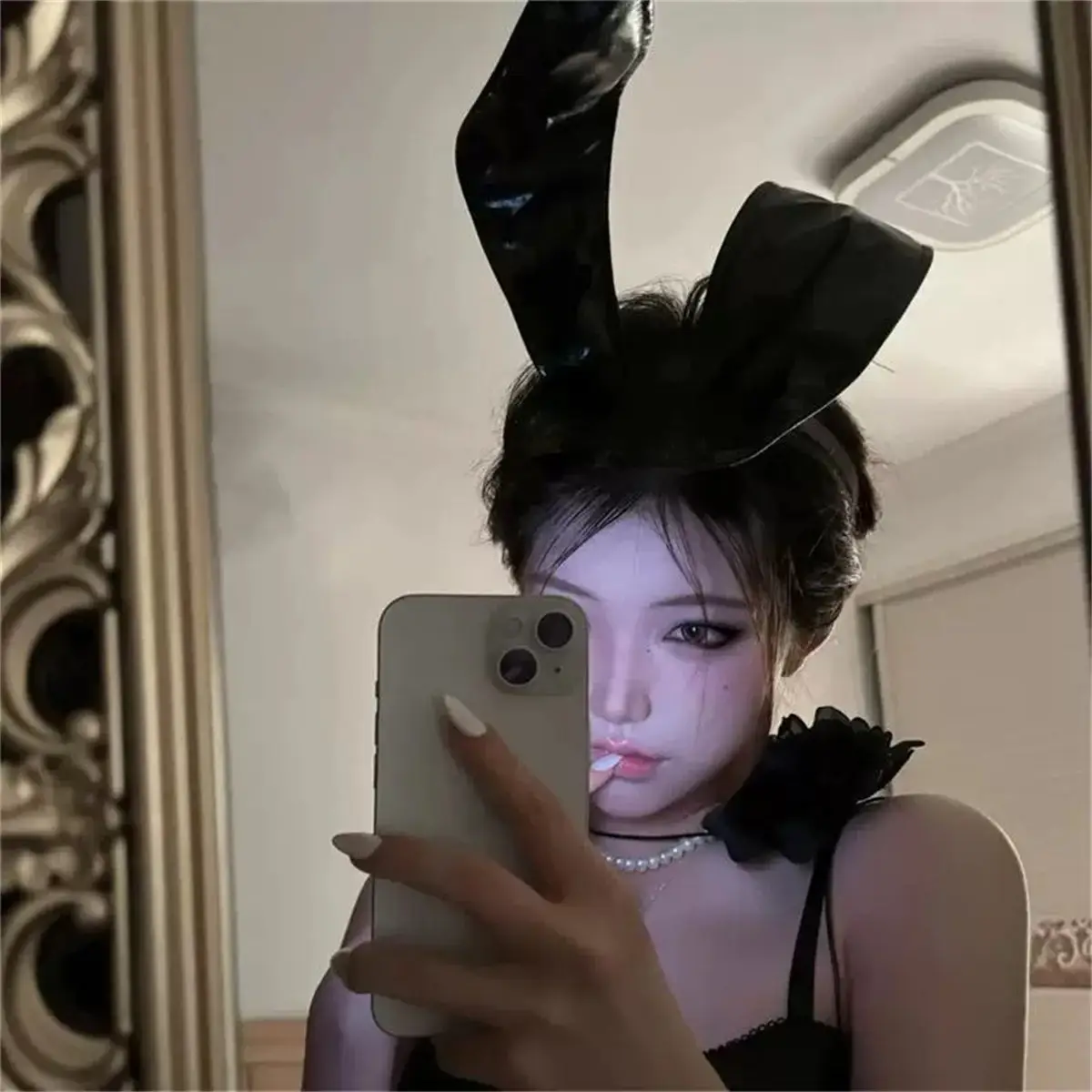 Black Lace Rabbit Ears Headband for Girls Party Dance - Image 77