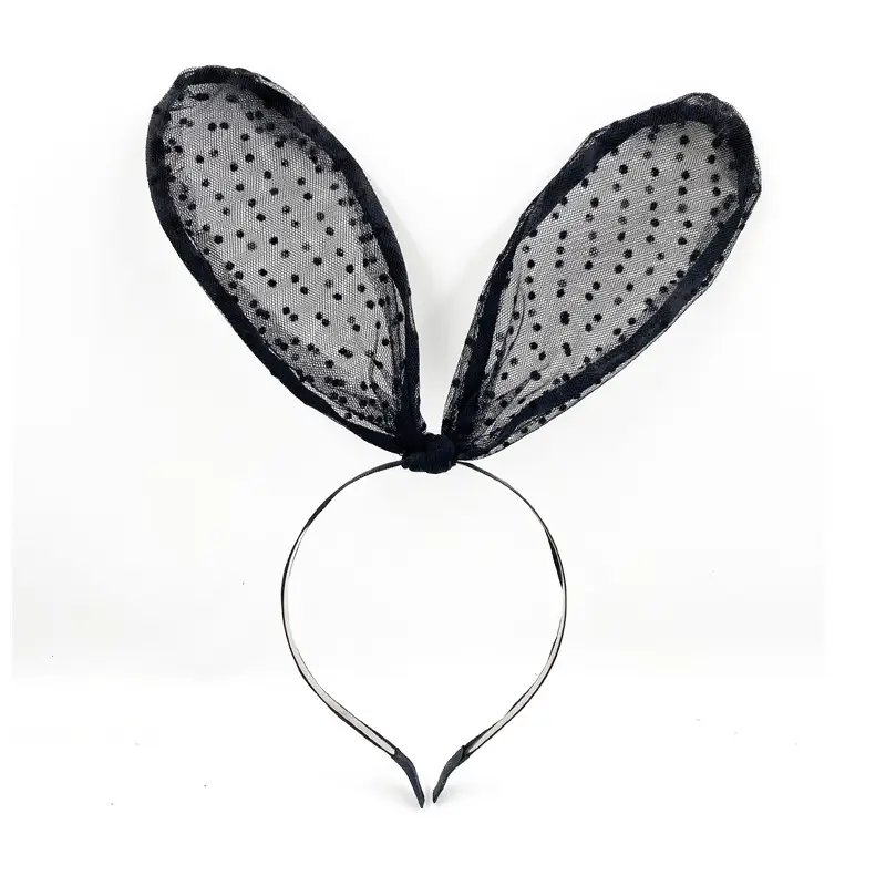 Black Lace Rabbit Ears Headband for Girls Party Dance - Image 79