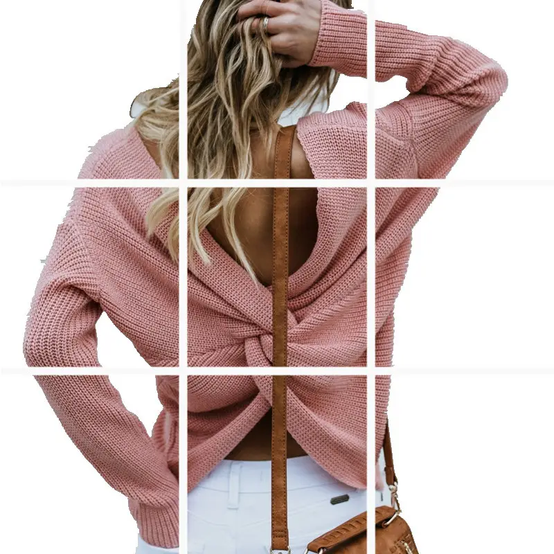 2025 Red Cross Knotted Backless Knitwear for Women - Image 2