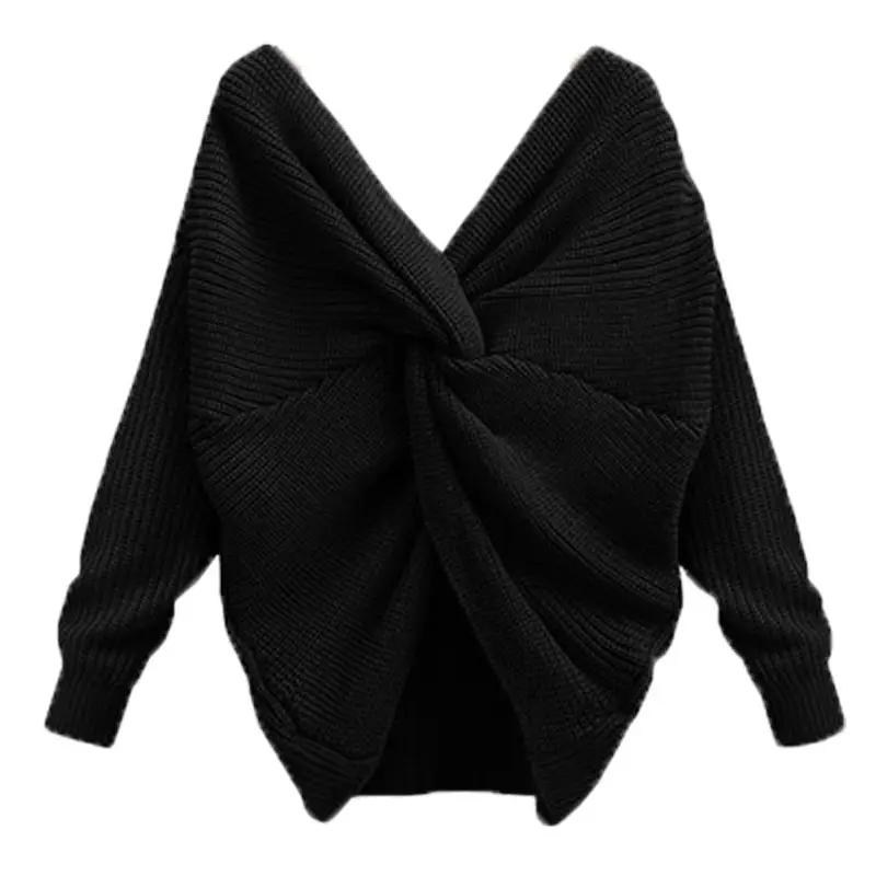 2025 Red Cross Knotted Backless Knitwear for Women - Image 4