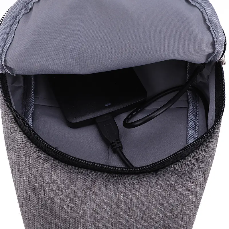 Gray Men's Crossbody Backpack with Adjustable Strap - Image 9