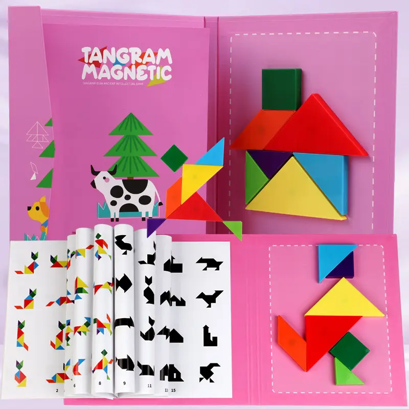 Magnetic Tangram Puzzle for Kids 14 Piece Wooden Toy - Image 27