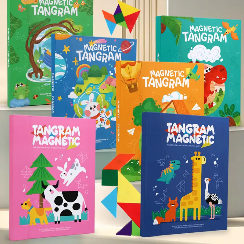 Magnetic Tangram Puzzle for Kids 14 Piece Wooden Toy - Image 28