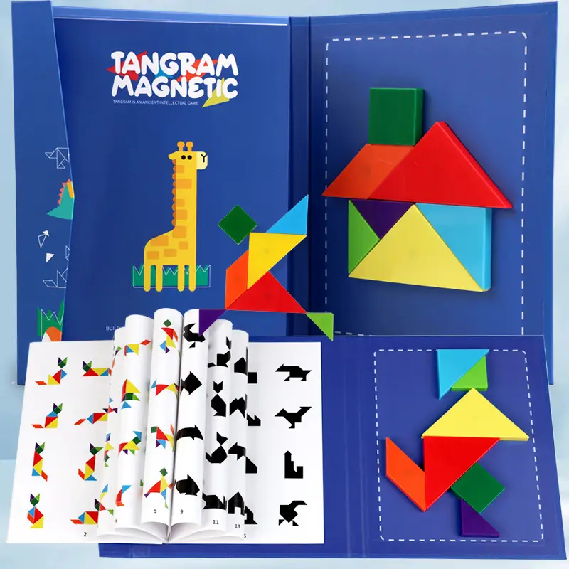 Magnetic Tangram Puzzle for Kids 14 Piece Wooden Toy - Image 11