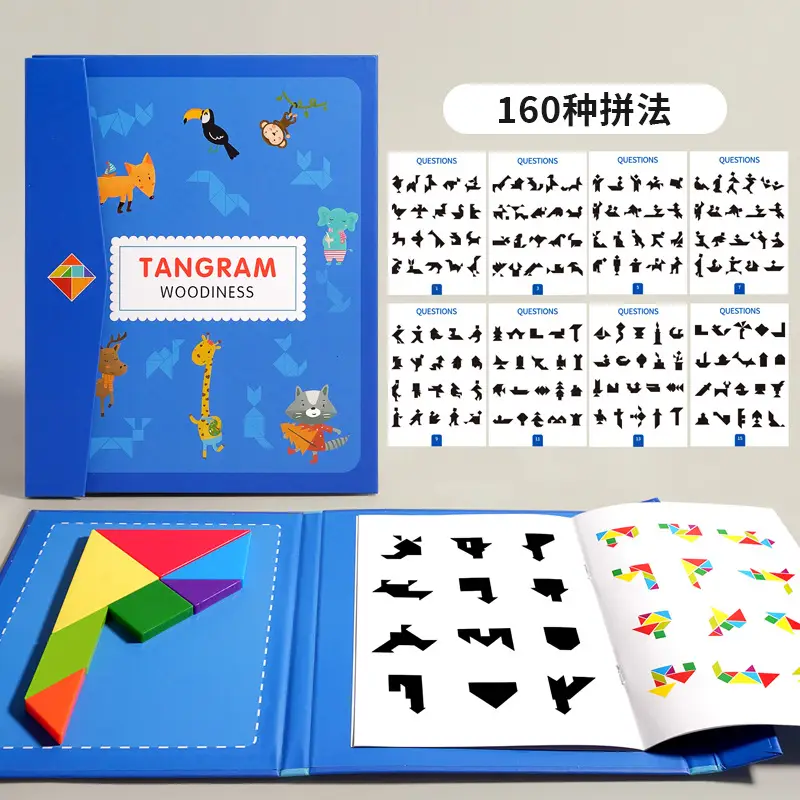 Magnetic Tangram Puzzle for Kids 14 Piece Wooden Toy - Image 15