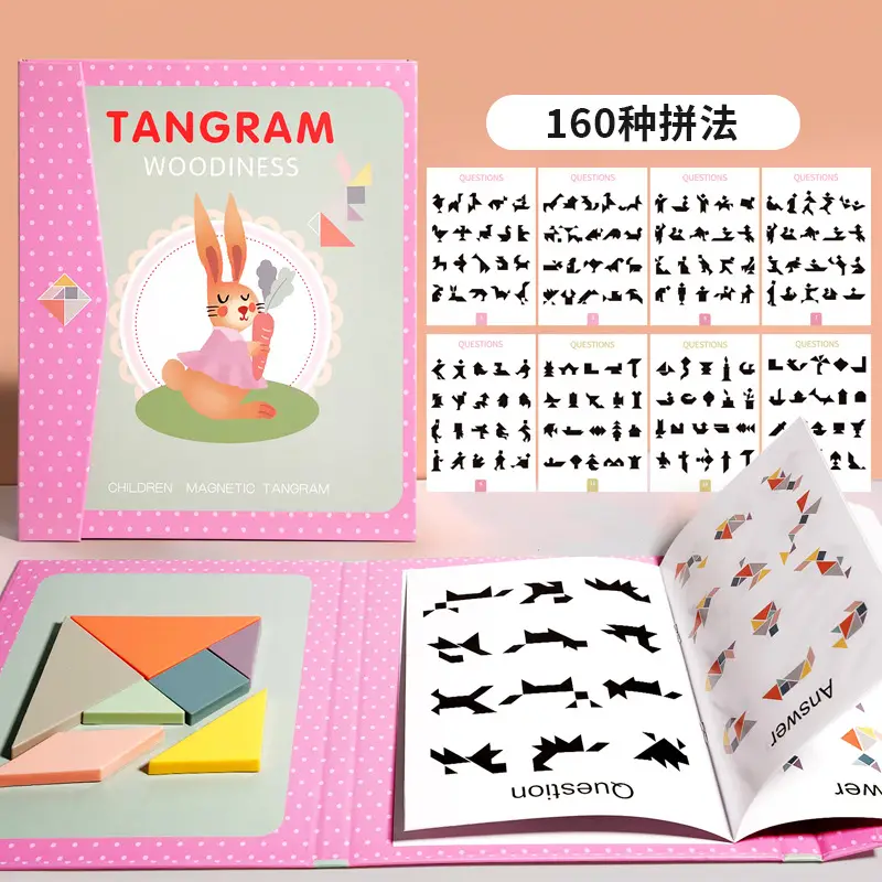 Magnetic Tangram Puzzle for Kids 14 Piece Wooden Toy - Image 16