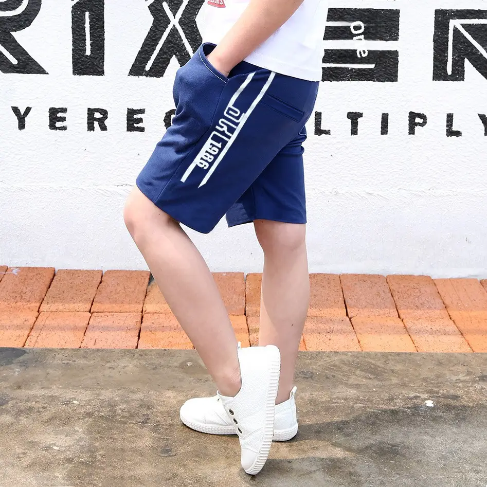 2023 Summer Korean Boys Cotton Shorts Black Blue - Image 3