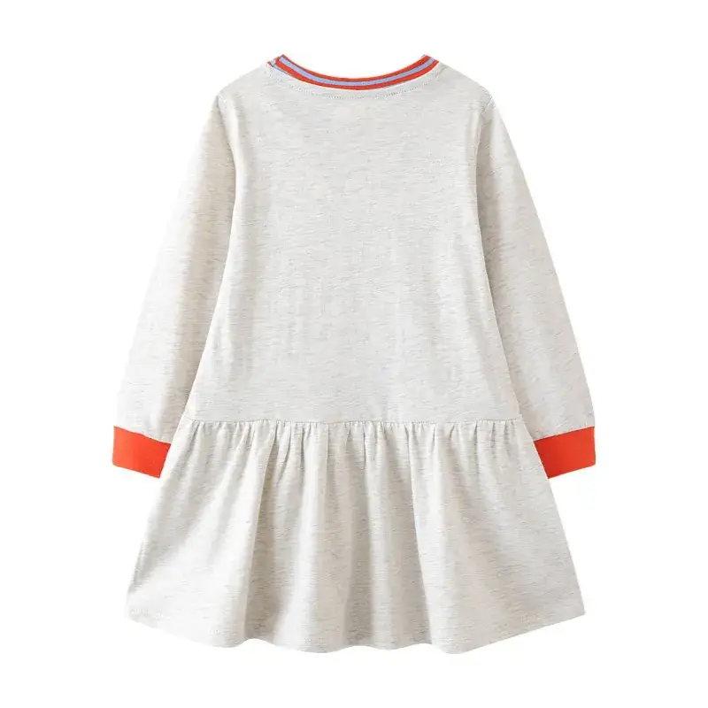Girls Cotton Squirrel Print Dress Long Sleeve European Style - Image 3