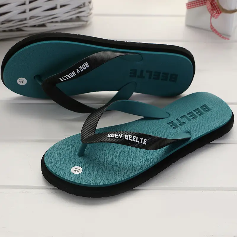 Korean Style Men's Blue Beach Flip Flops