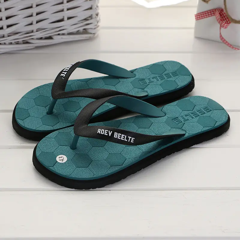 Korean Style Men's Blue Beach Flip Flops