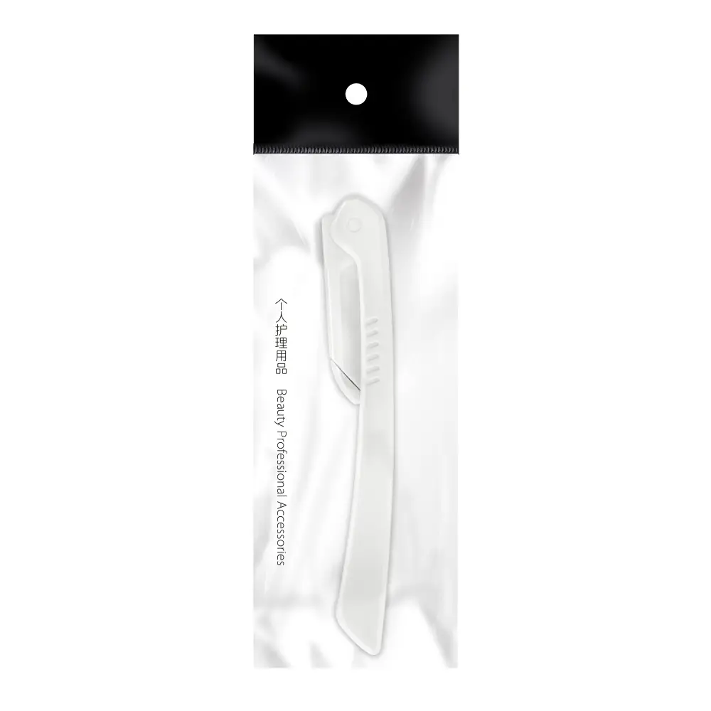 35118 white 0825 folding eyebrow knife black and white bag