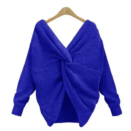 Women's Maroon Knitted Long Sleeve Sweater with Twist - Image 6