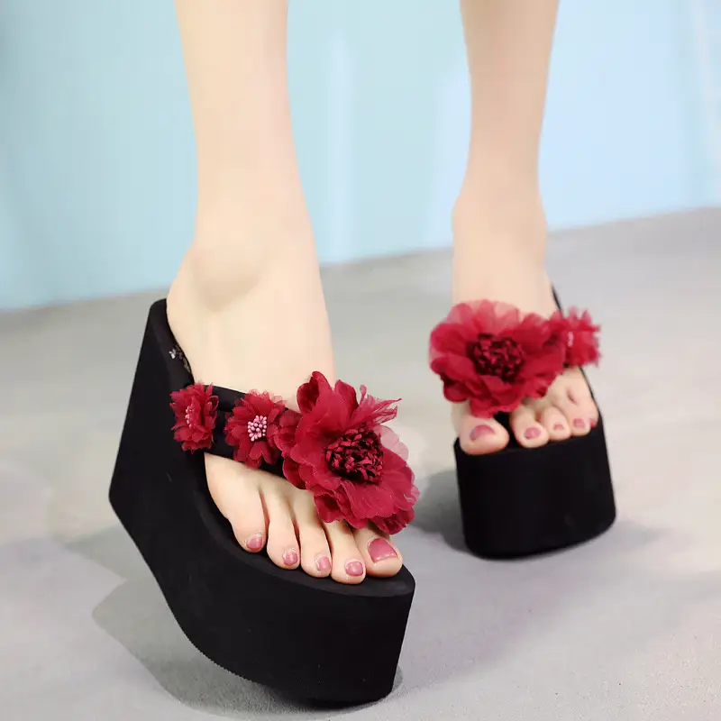 Super High-Heeled Slippers for Women 11cm Sexy Summer Cute Bow Thick-Soled Fashion Outer Wear Non-Slip Nightclub Flip-Flops - Image 5