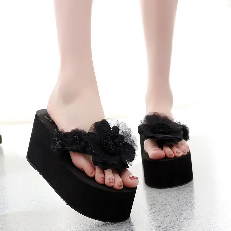 Super High-Heeled Slippers for Women 11cm Sexy Summer Cute Bow Thick-Soled Fashion Outer Wear Non-Slip Nightclub Flip-Flops - Image 11