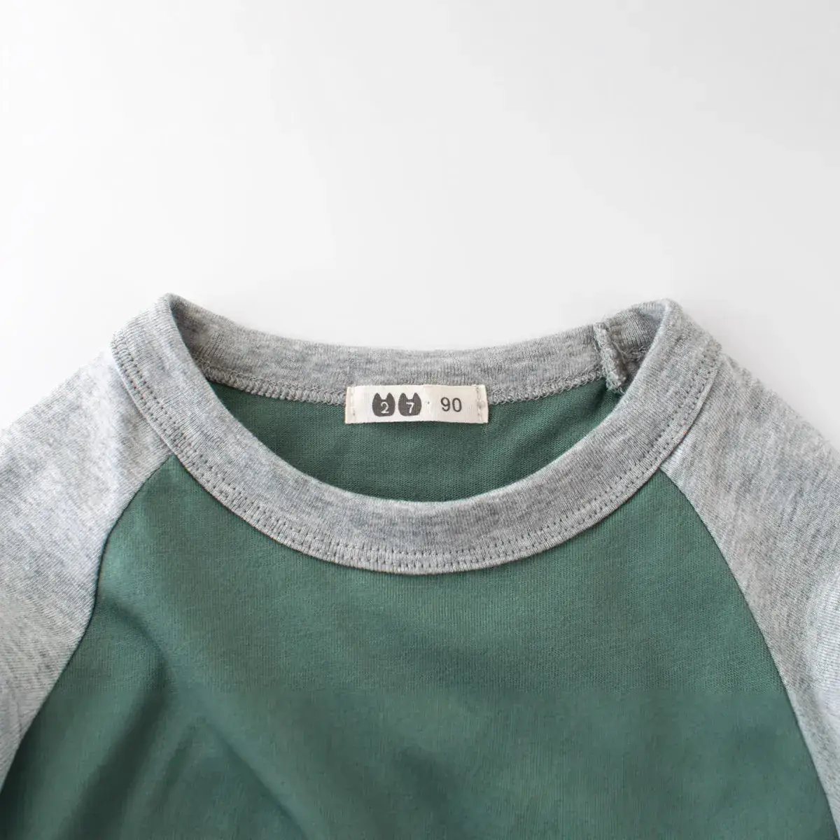 Kids Long Sleeve T-Shirt Cartoon Car Green Grey