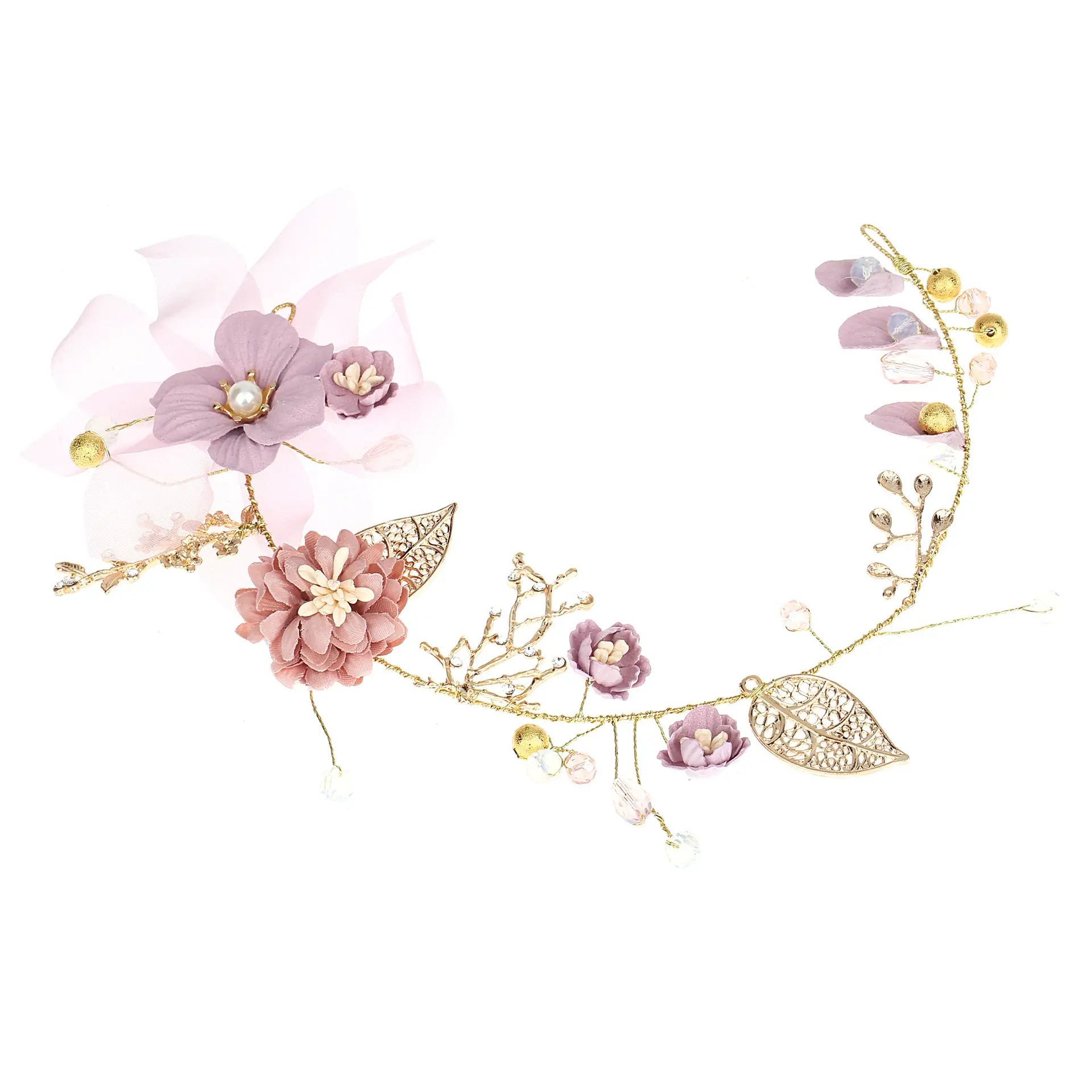 Gold Purple Bridal Hair Accessories Set - Image 5