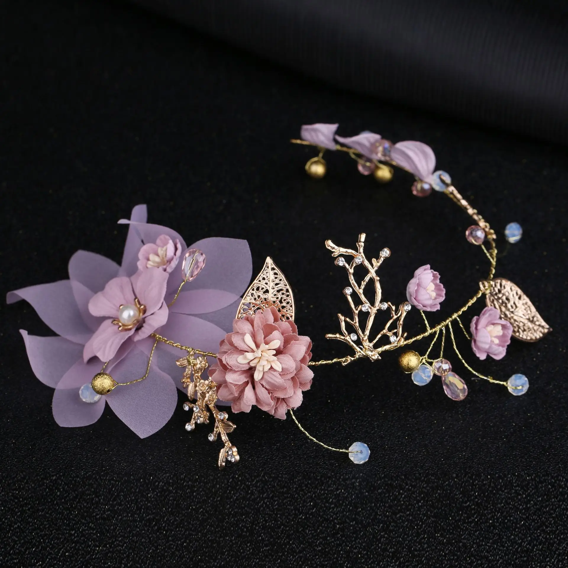 Gold Purple Bridal Hair Accessories Set - Image 7