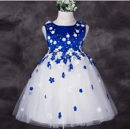 Red White Floral Princess Skirt Performance Costume for Girls - Image 4