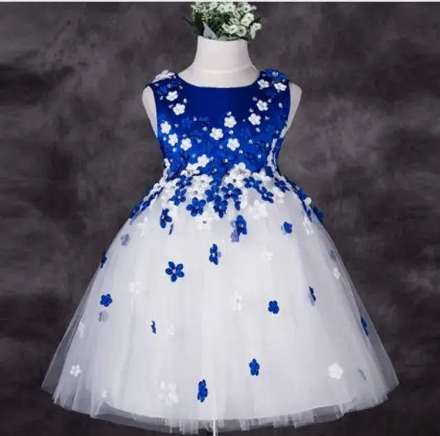 Red White Floral Princess Skirt Performance Costume for Girls - Image 2